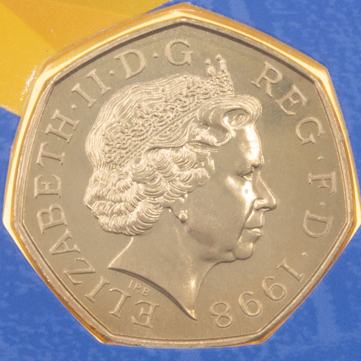 UKEBBU 1998 EEC European Economic Community Stars And Britannia Definitive 2 Coin Fifty Pence Brilliant Uncirculated Set In Folder Obverse Defintive