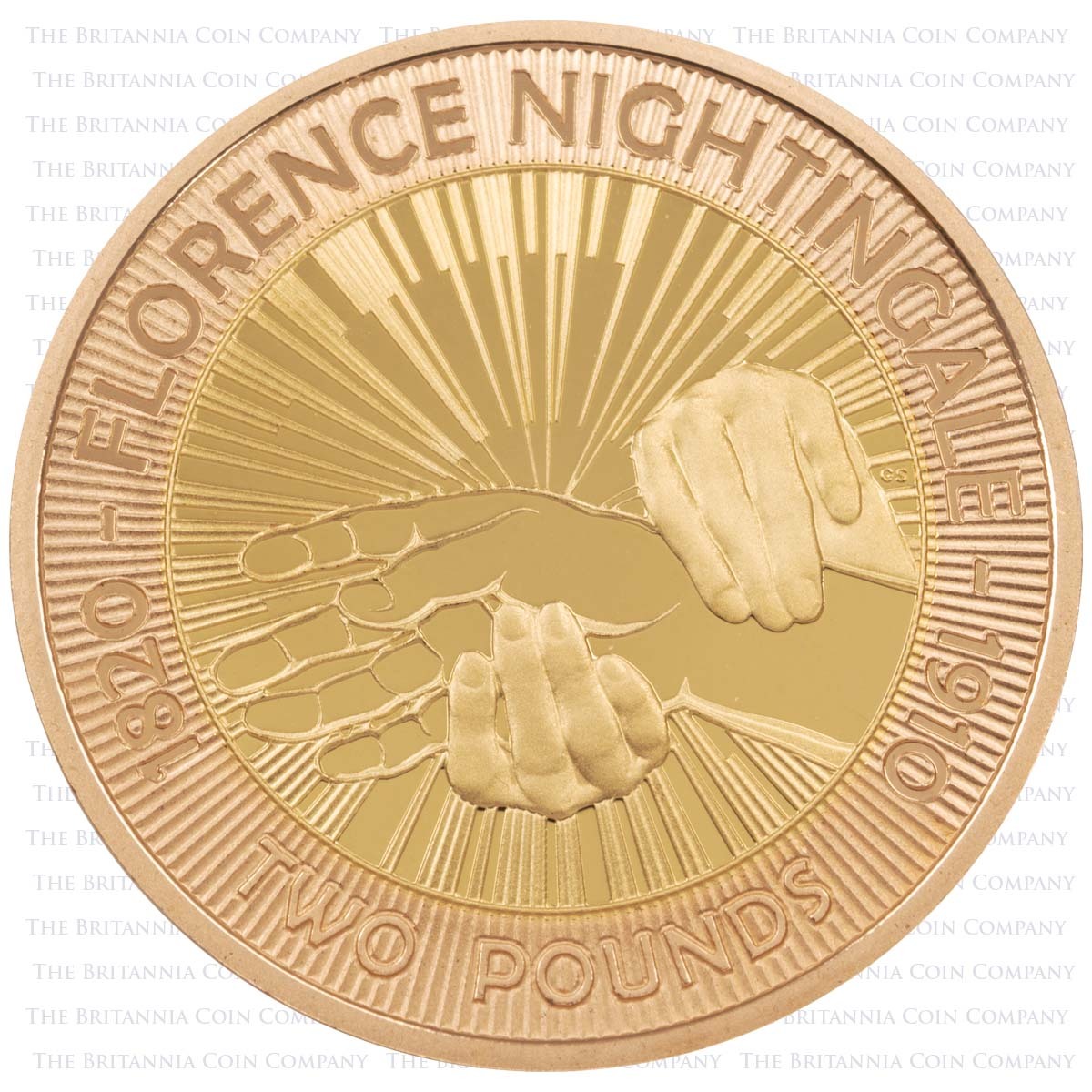 UKFNGP 2010 Florence Nightingale Two Pound Gold Proof Coin Reverse