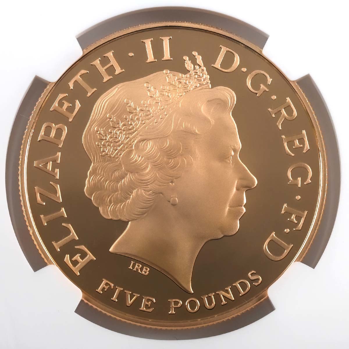UKGCGP 2013 Prince George Christening £5 Crown Gold Proof PF 69 Obverse