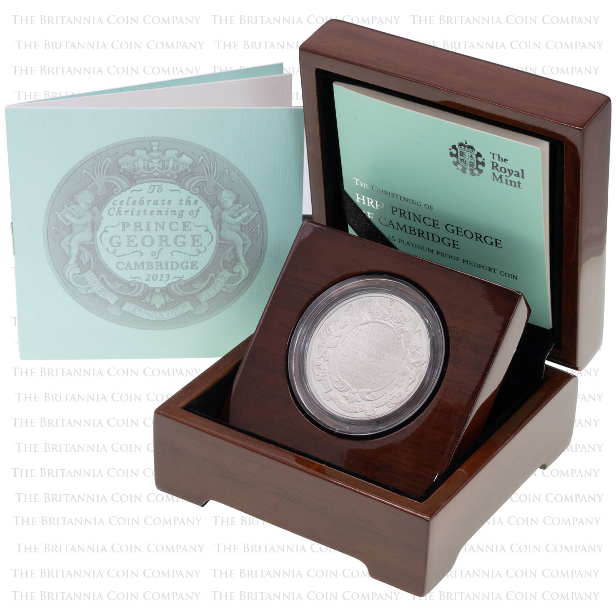 UKGCPT 2013 Prince George Christening Five Pound Crown Piedfort Platinum Proof Coin Boxed