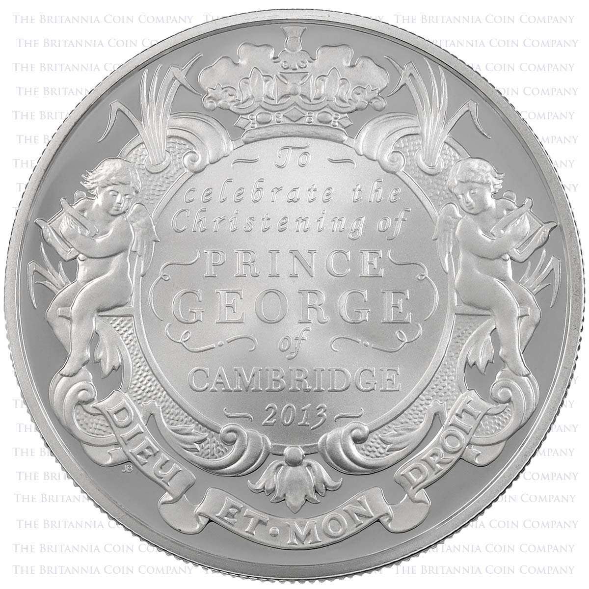 UKGCSP 2013 Prince George Christening £5 Crown Silver Proof Reverse