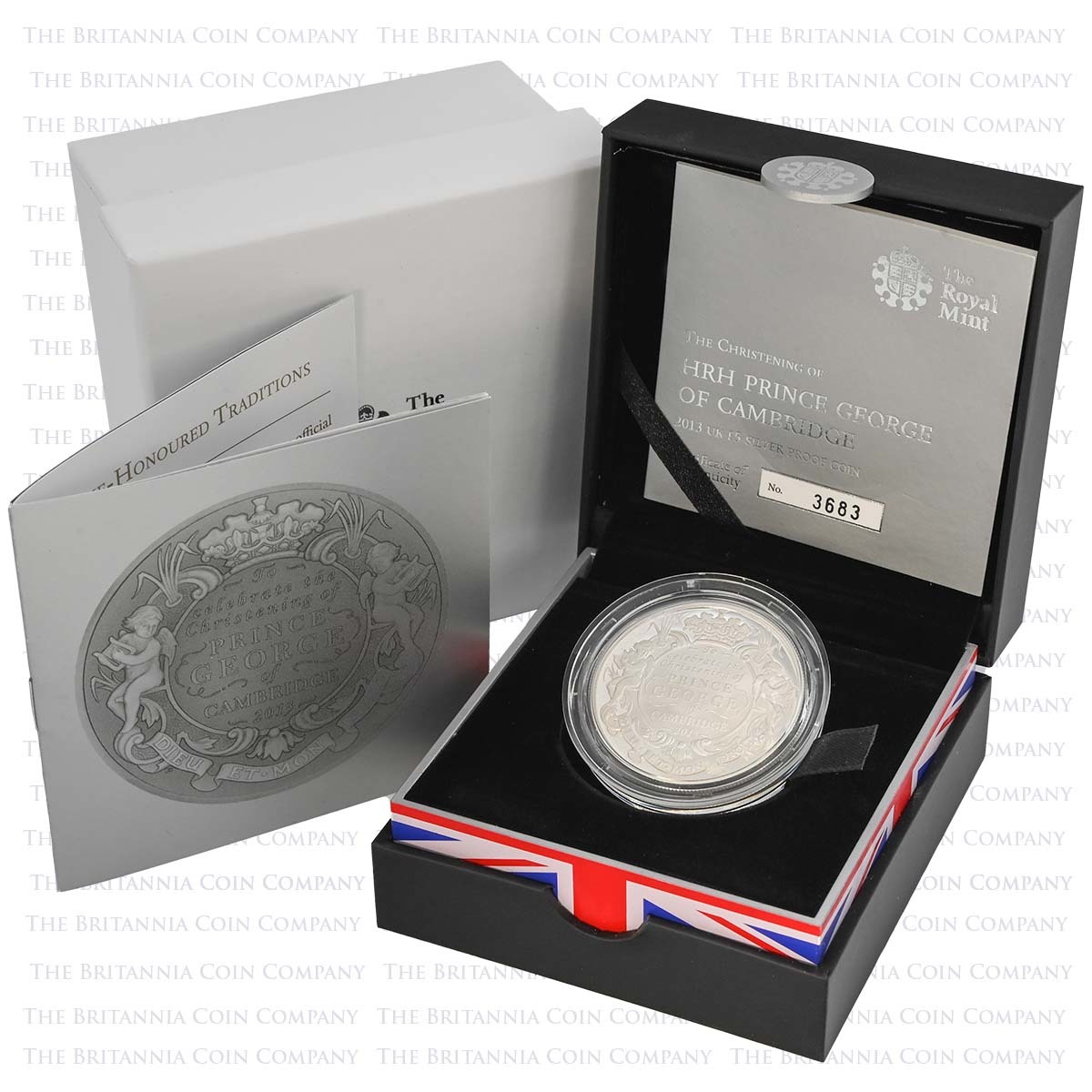 UKGCSP 2013 Prince George Christening £5 Crown Silver Proof Boxed
