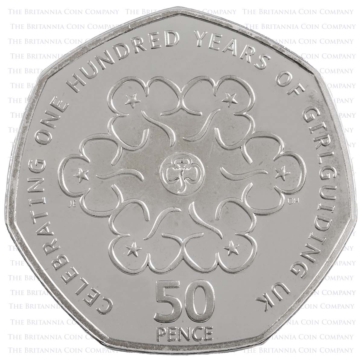 UKGGPF 2010 Girl Guides 50p Piedfort Silver Proof Reverse