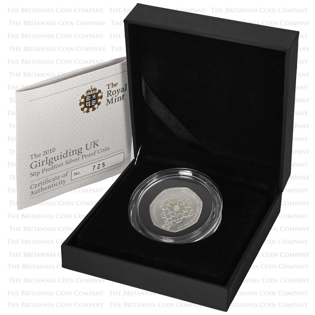 UKGGPF 2010 Girl Guides 50p Piedfort Silver Proof Boxed