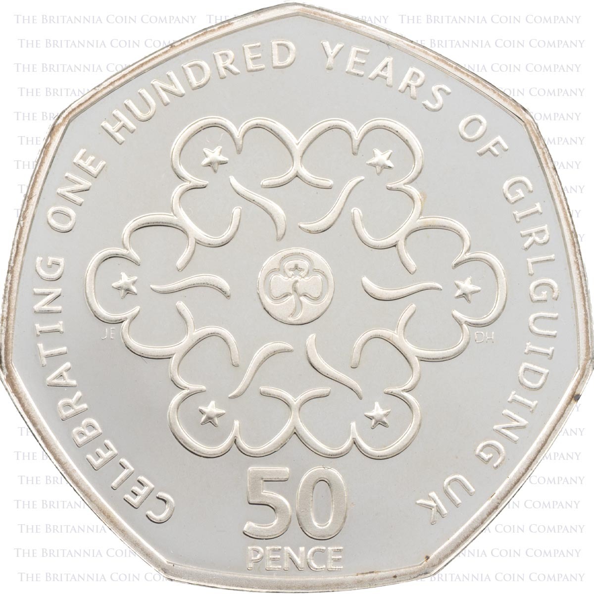 UKGGSP 2010 Girlguiding Fifty Pence Silver Proof Coin reverse design