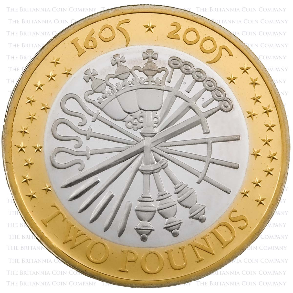 UKGPPF 2005 Gunpowder Plot Guy Fawkes Two Pound Piedfort Silver Proof Coin Reverse
