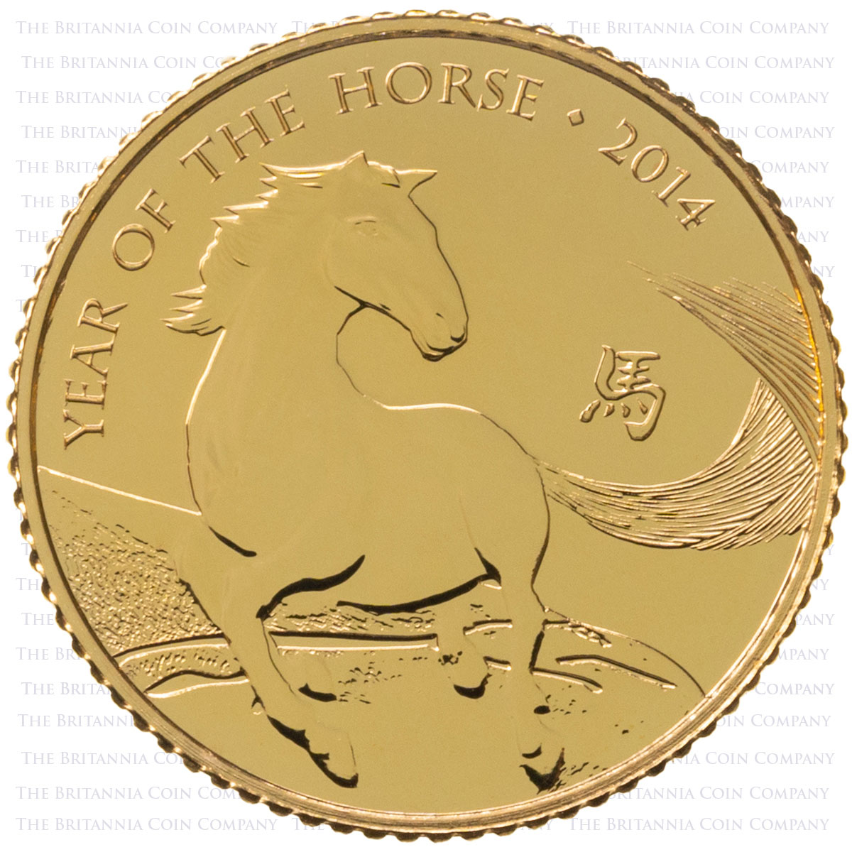 UKH14GT 2014 Lunar Year Of The Horse Tenth Ounce Gold Brilliant Uncirculated Coin Reverse