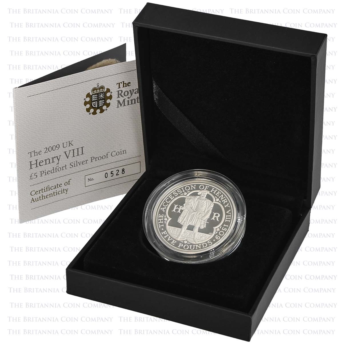 UKH8PF 2009 Henry VIII £5 Crown Piedfort Silver Proof Boxed