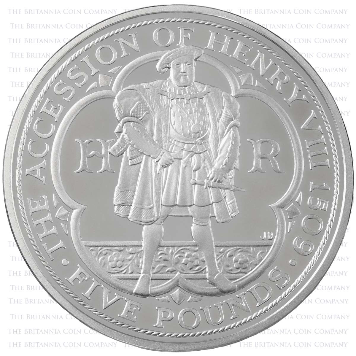 UKH8PF 2009 Henry VIII £5 Crown Piedfort Silver Proof Reverse