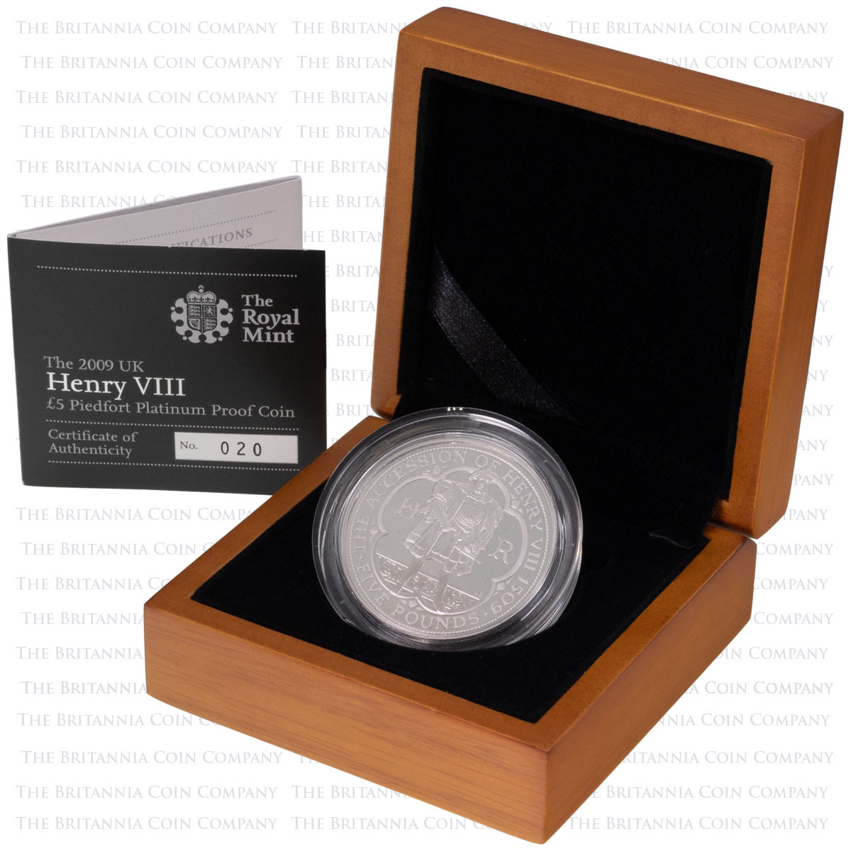 2009 Henry VIII Accession 500th Anniversary Five Pound Crown Piedfort Platinum Proof Coin Boxed