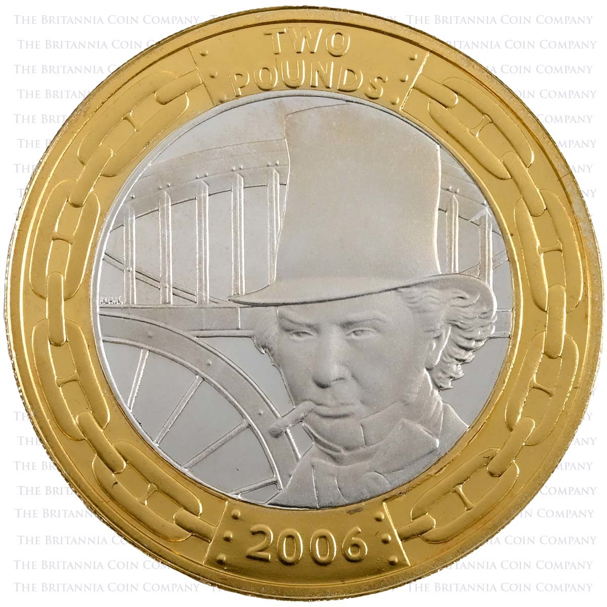 UKIB2PF 2006 Isambard Kingdom Brunel £2 Set Piedfort Silver Proof Portrait