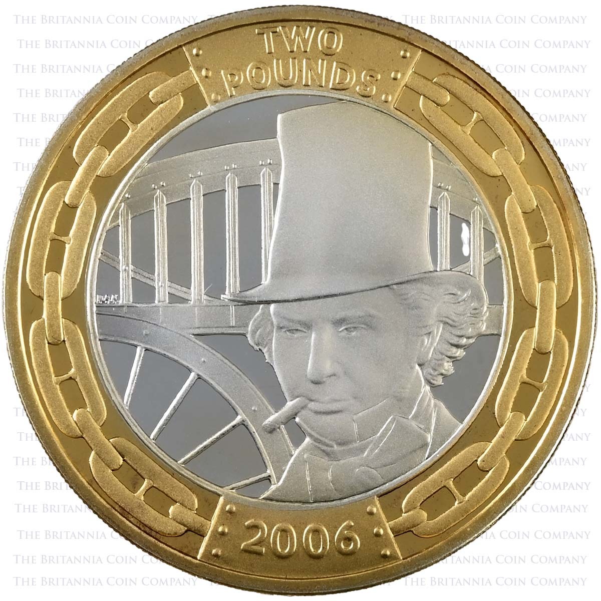 UKIB2SP 2006 Isambard Kingdom Brunel £2 Set Silver Proof Portrait