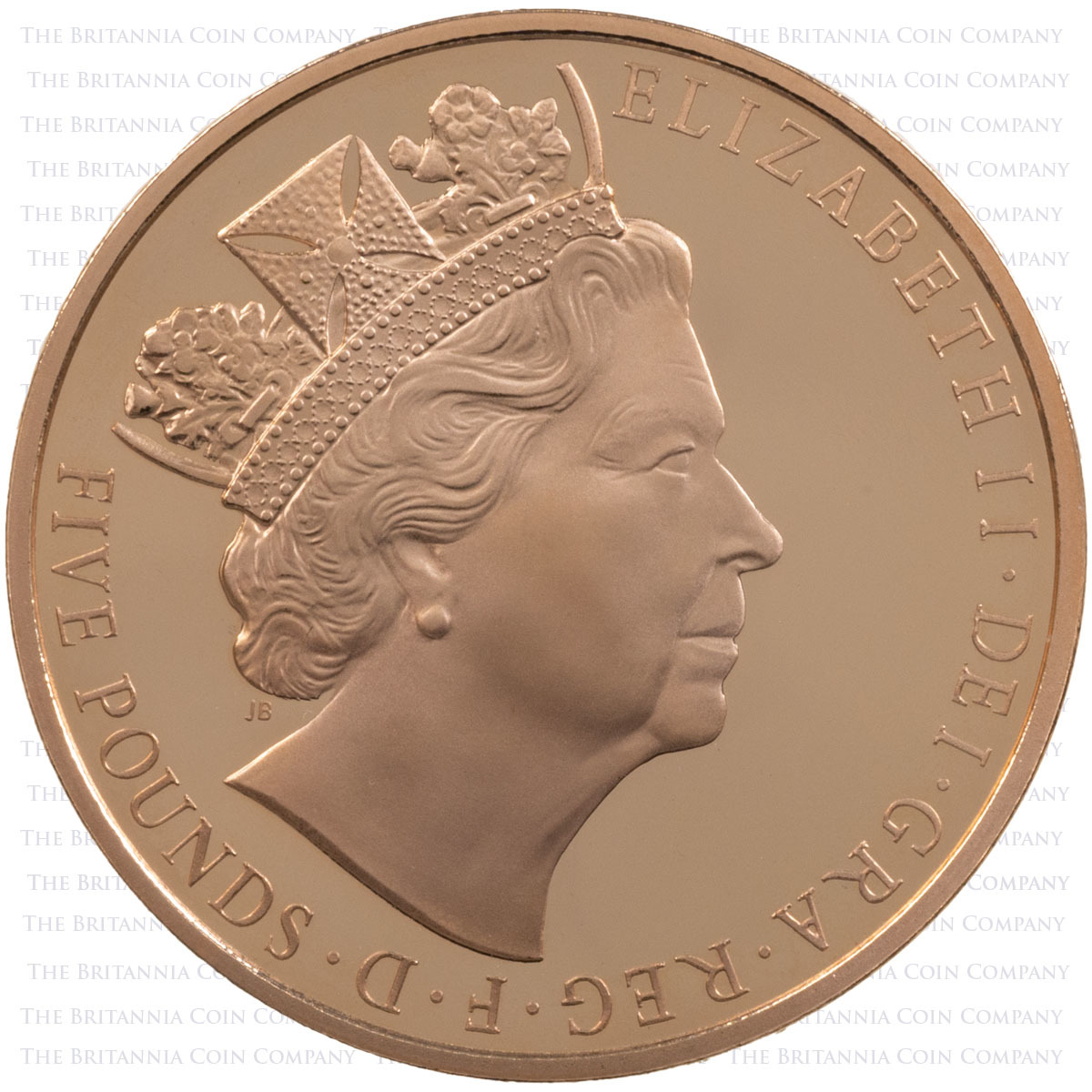 UKLRMGP 2015 Longest Reigning Monarch Five Pound Crown Gold Proof Coin Obverse