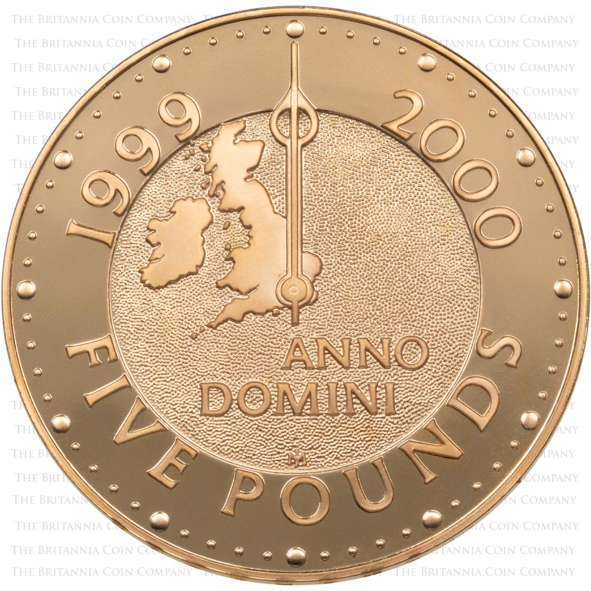2000 Millennium Five Pound Crown Gold Proof Coin Reverse