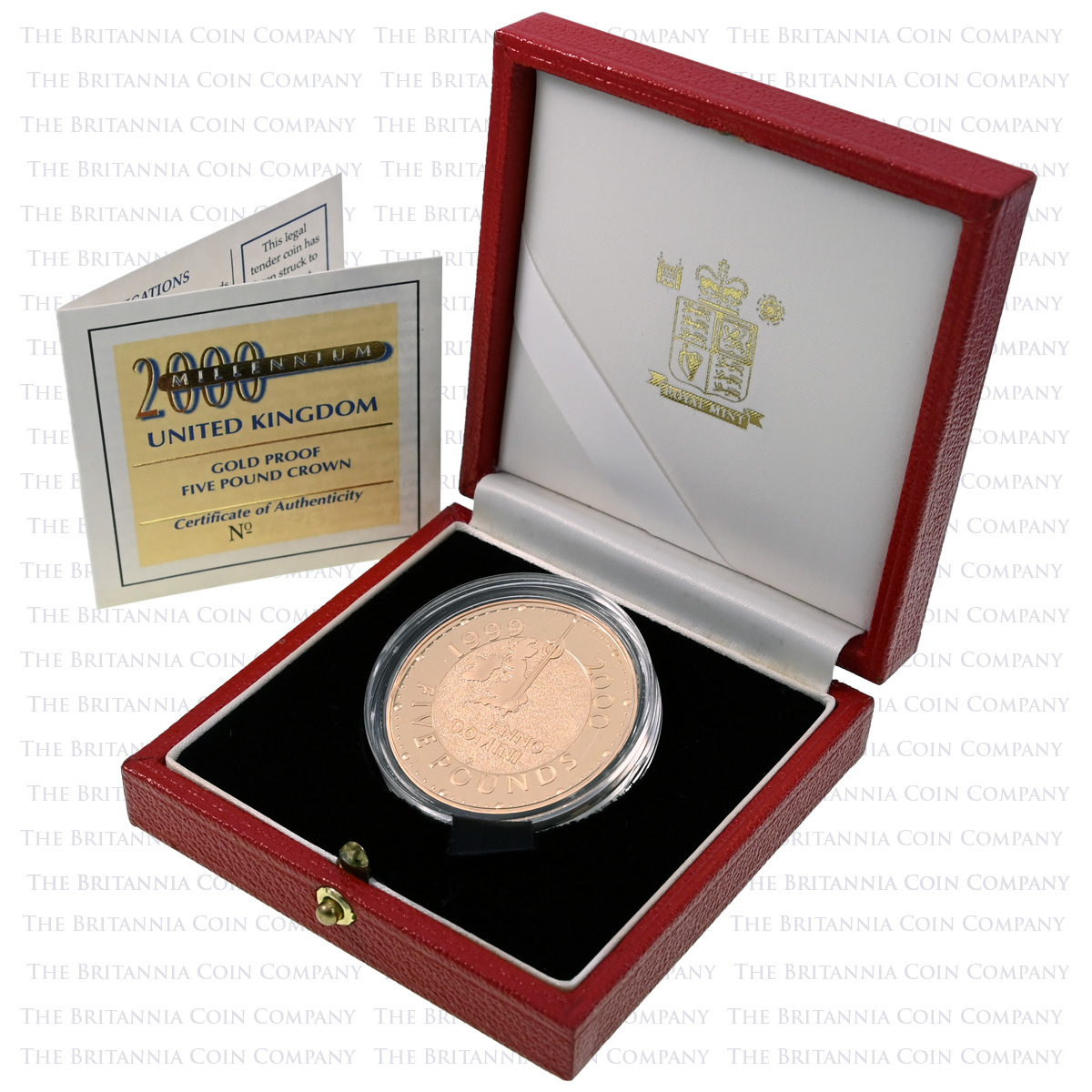 1999 Millennium Five Pound Crown Gold Proof Coin Boxed