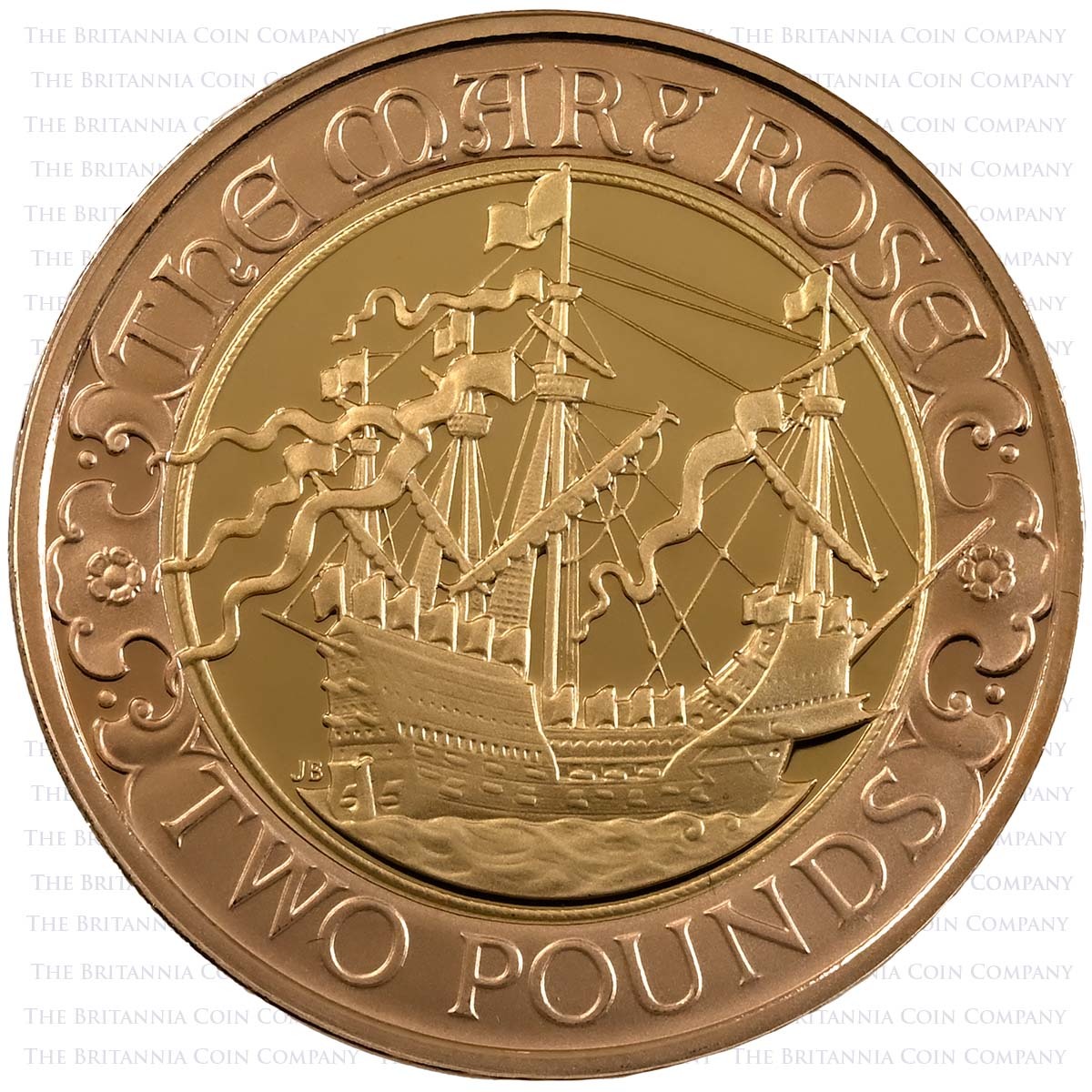UKMRGP 2011 Mary Rose Two Pound Gold Proof Coin Reverse
