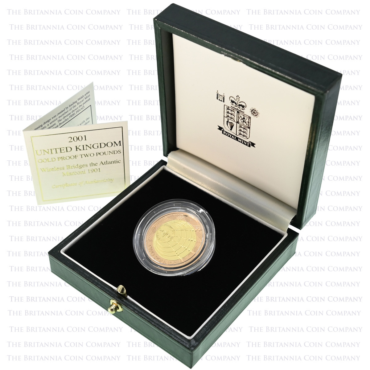 UKMTGP 2001 Marconi First Wireless Transmission Two Pound Gold Proof Coin Boxed