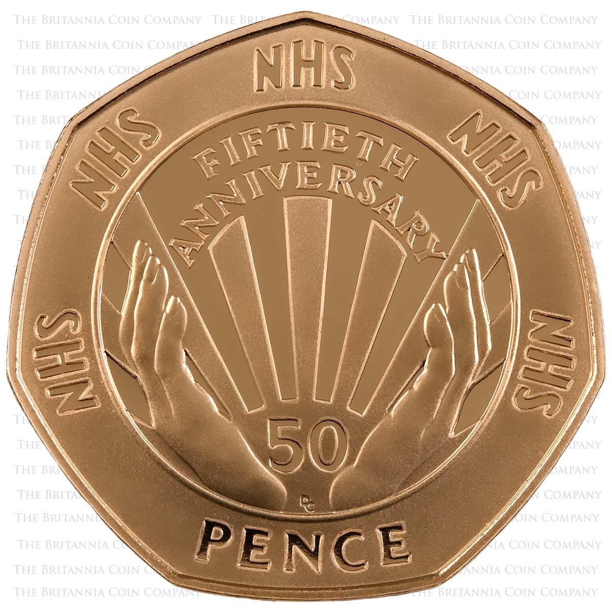 UKNHSGP 1998 NHS 50p Gold Proof Reverse