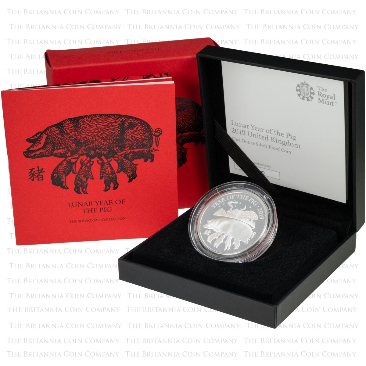 UKP19SP 2019 Lunar Year Of The Pig One Ounce Silver Proof Coin Boxed