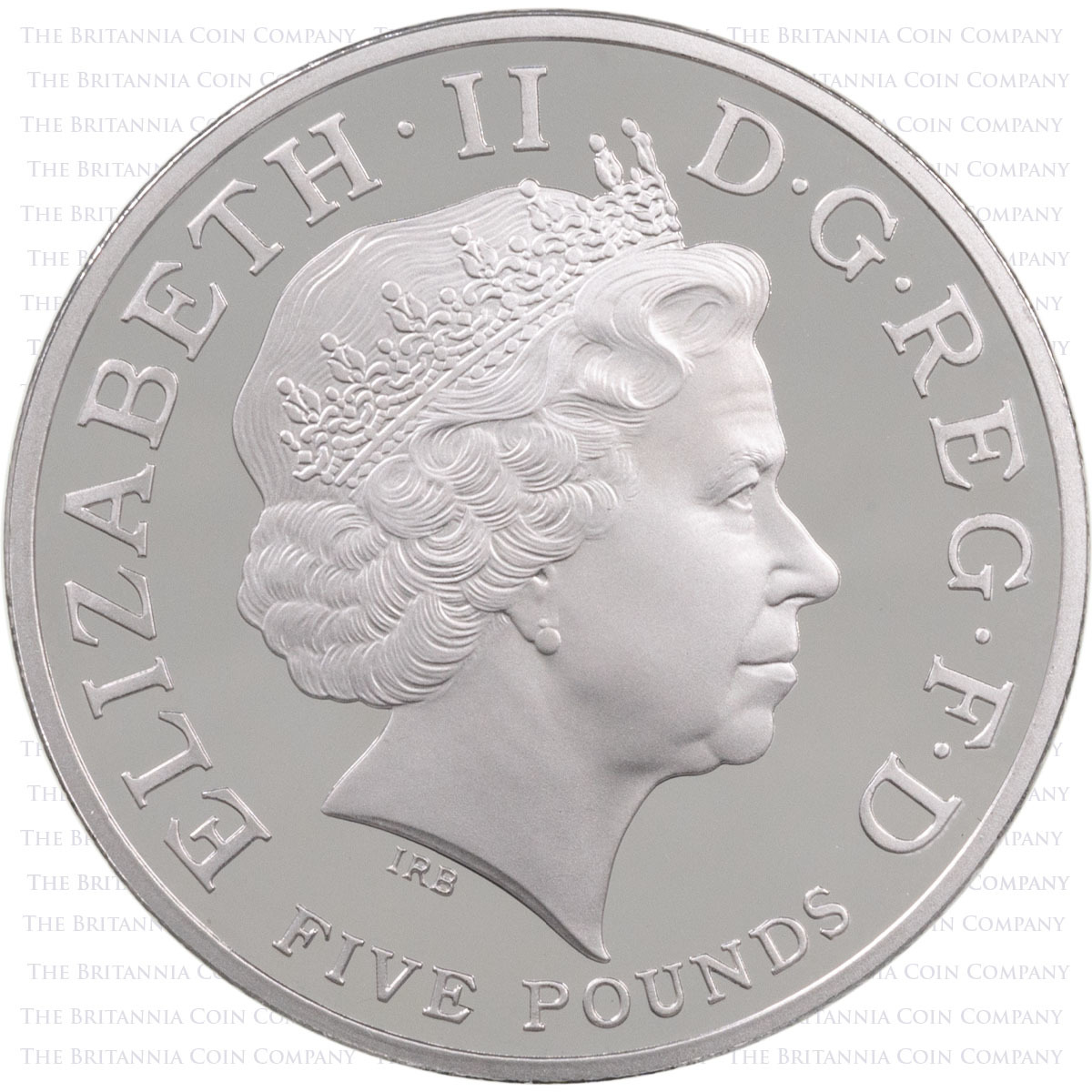UKPC60PT 2008 Charles Prince Of Wales 60th Birthday Five Pound Crown Piedfort Platinum Proof Coin Obverse