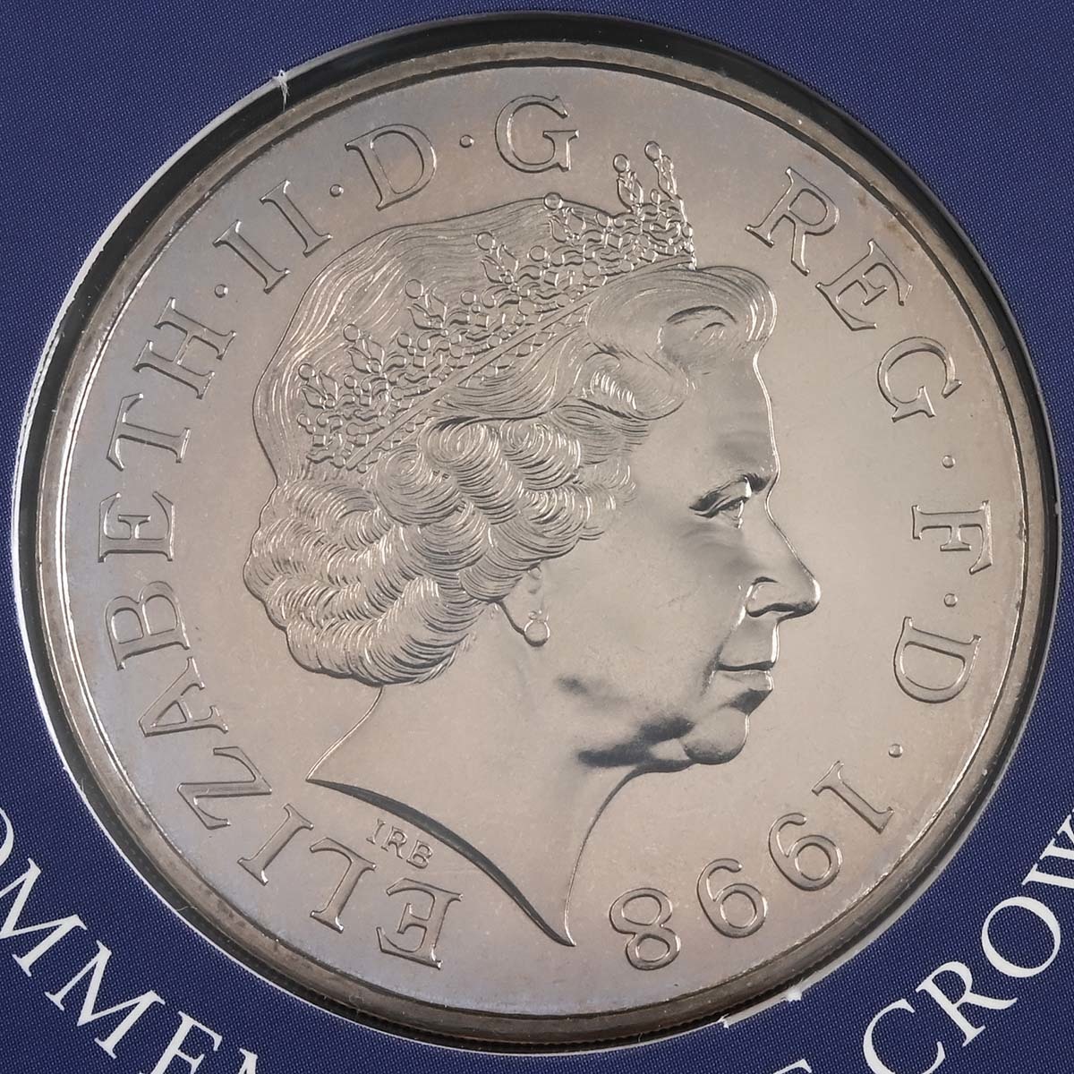 1998 Prince Charles 50th Birthday £5 Crown BU in Folder Obverse