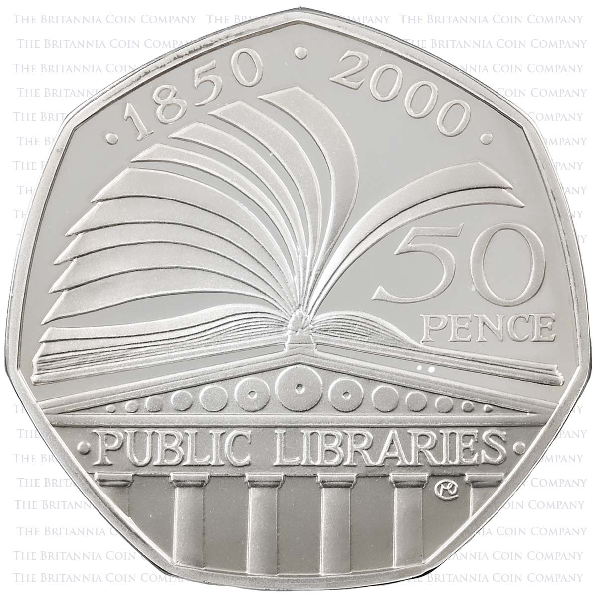 UKPLPF 2000 Public Libraries Act 50p Piedfort Silver Proof Reverse