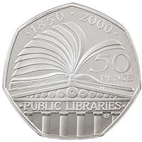 UKPLPF 2000 Public Libraries Act 50p Piedfort Silver Proof Thumbnail