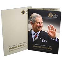 2008 Prince Charles 60th Birthday £5 Crown BU in Folder Thumbnail