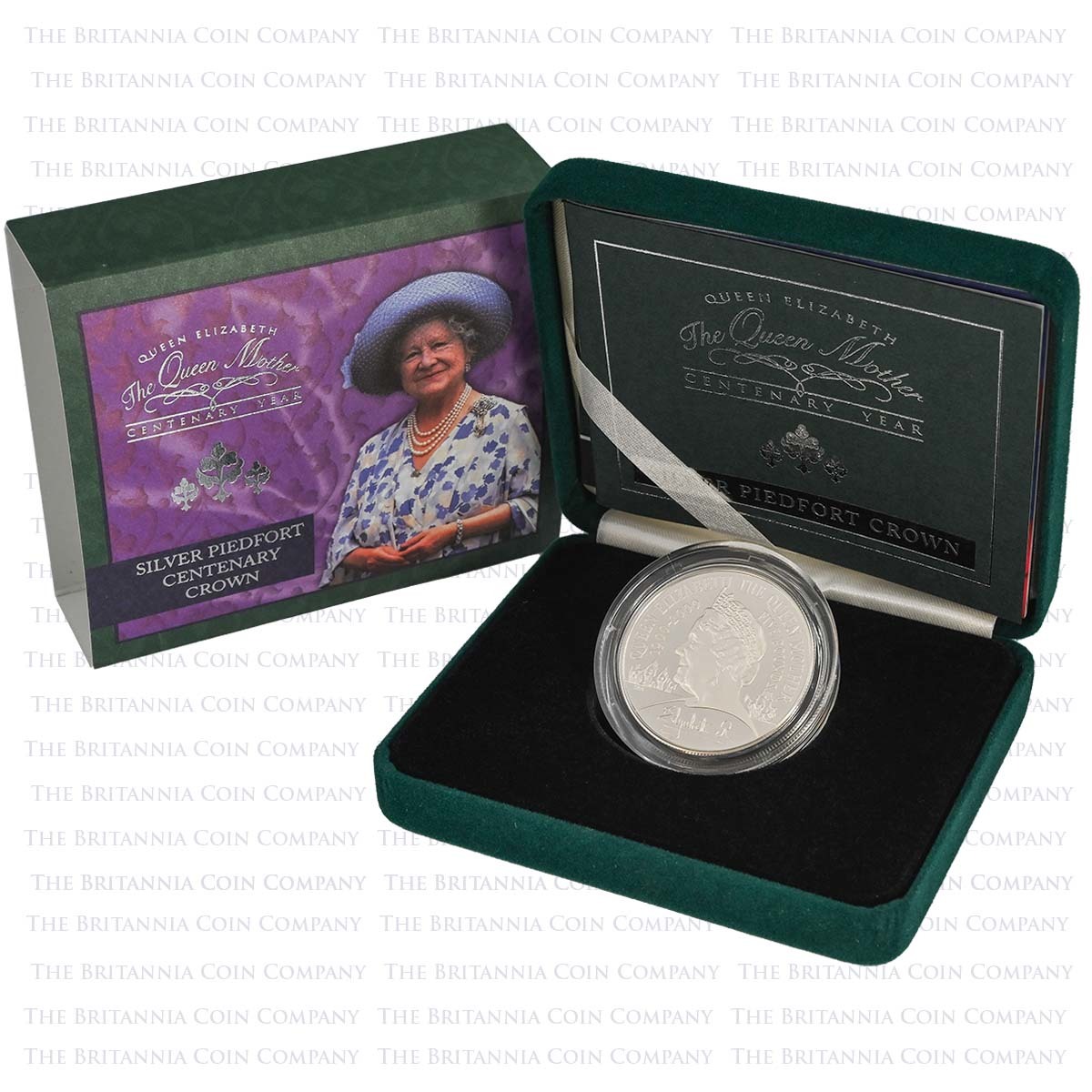 UKQMPF 2000 Queen Mother 100th Birthday £5 Crown Piedfort Silver Proof Boxed