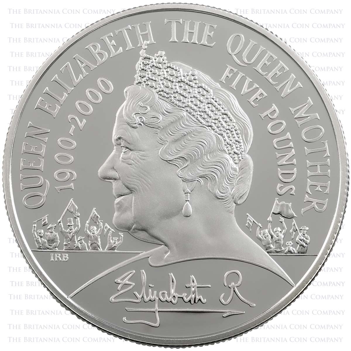 UKQMPF 2000 Queen Mother 100th Birthday £5 Crown Piedfort Silver Proof Reverse