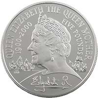 UKQMPF 2000 Queen Mother 100th Birthday £5 Crown Piedfort Silver Proof Thumbnail