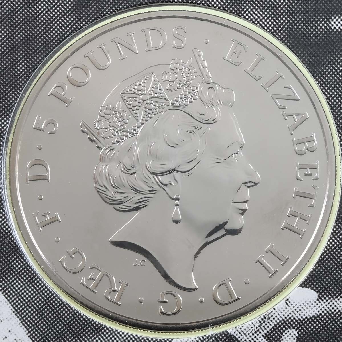 UKRB15BU 2015 Royal Birth Princess Charlotte Five Pound Crown Brilliant Uncirculated Coin In Folder Obverse