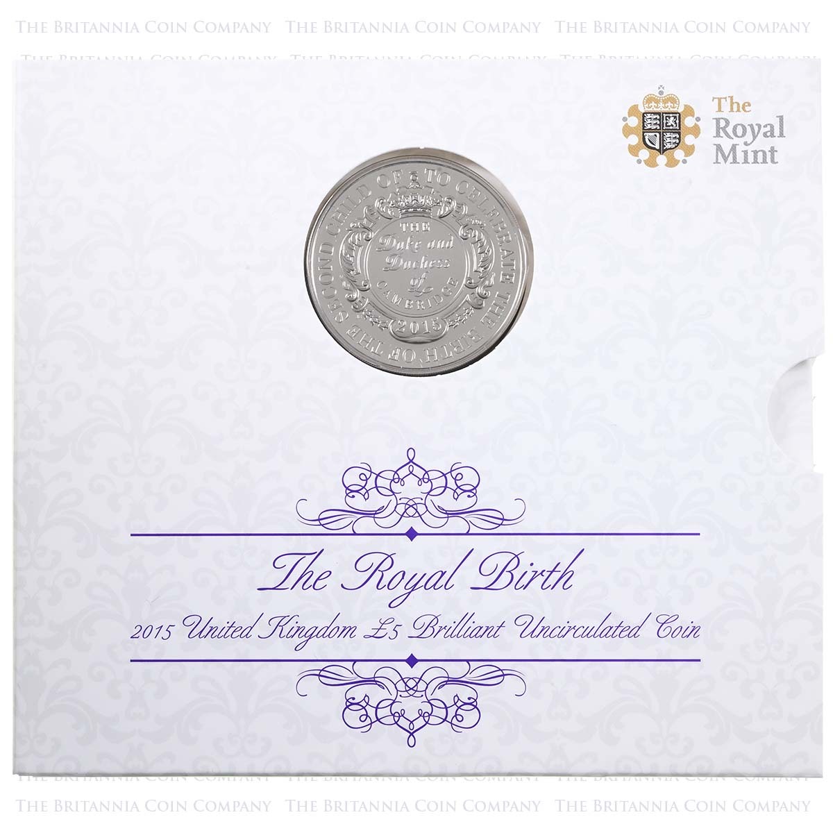 UKRB15BU 2015 Royal Birth Princess Charlotte Five Pound Crown Brilliant Uncirculated Coin In Folder
