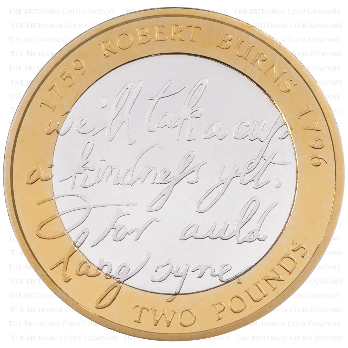 UKREBCPF 2009 Robert Burns Two Pound Piedfort Silver Proof Coin reverse design
