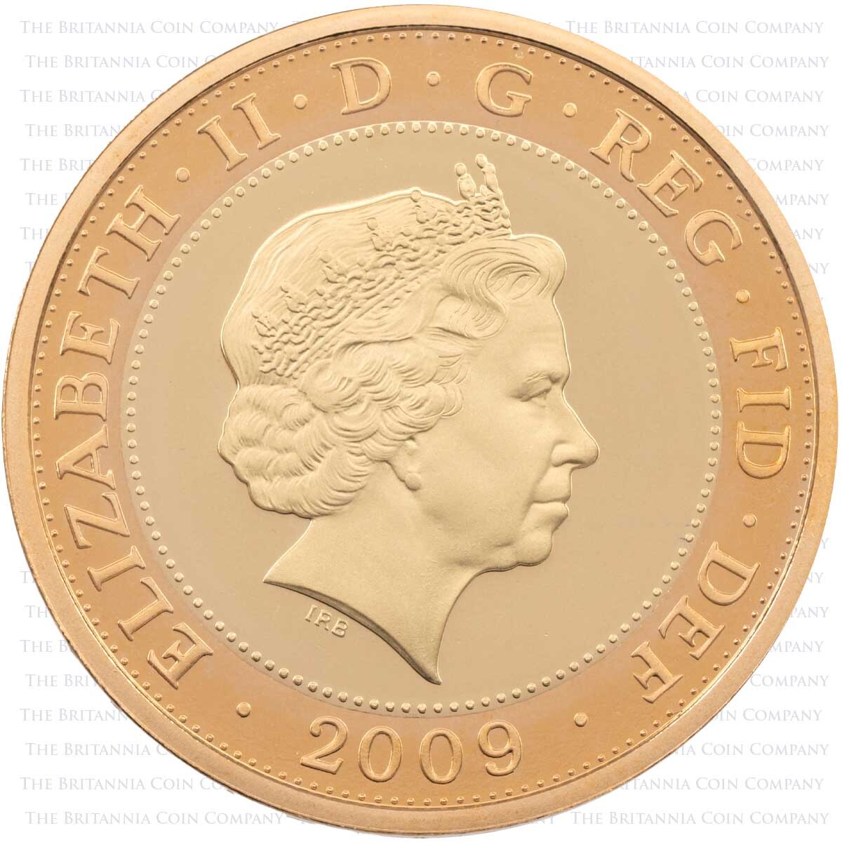 UKREBGP 2009 Robert Burns Two Pound Gold Proof Coin Obverse