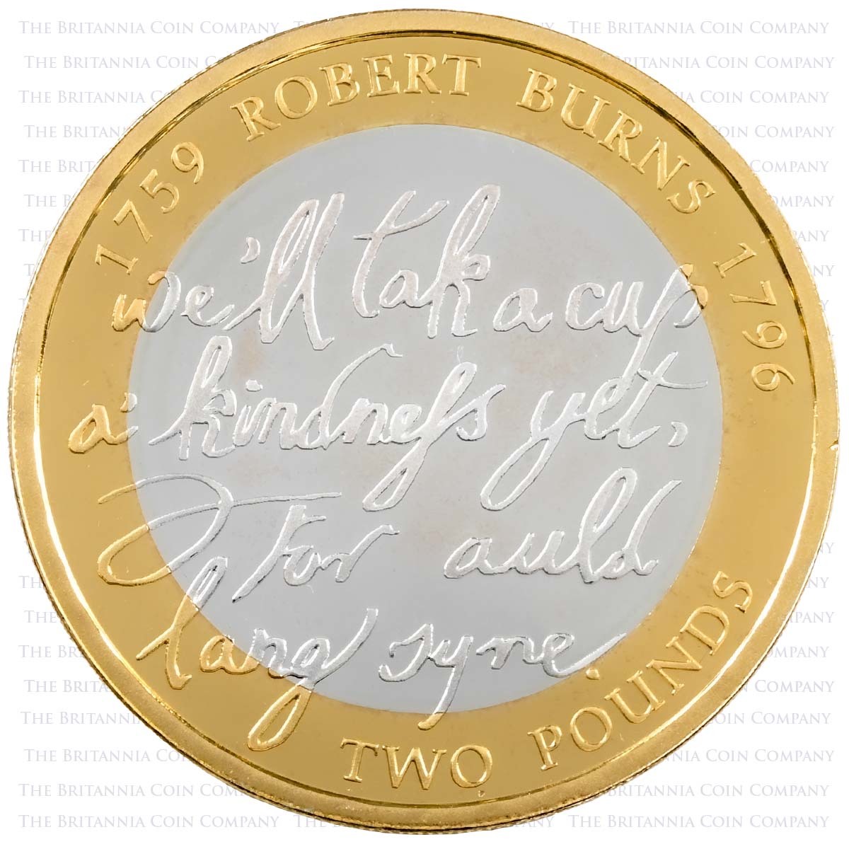 UKREBSP 2009 Robert Burns Two Pound Silver Proof Coin Reverse