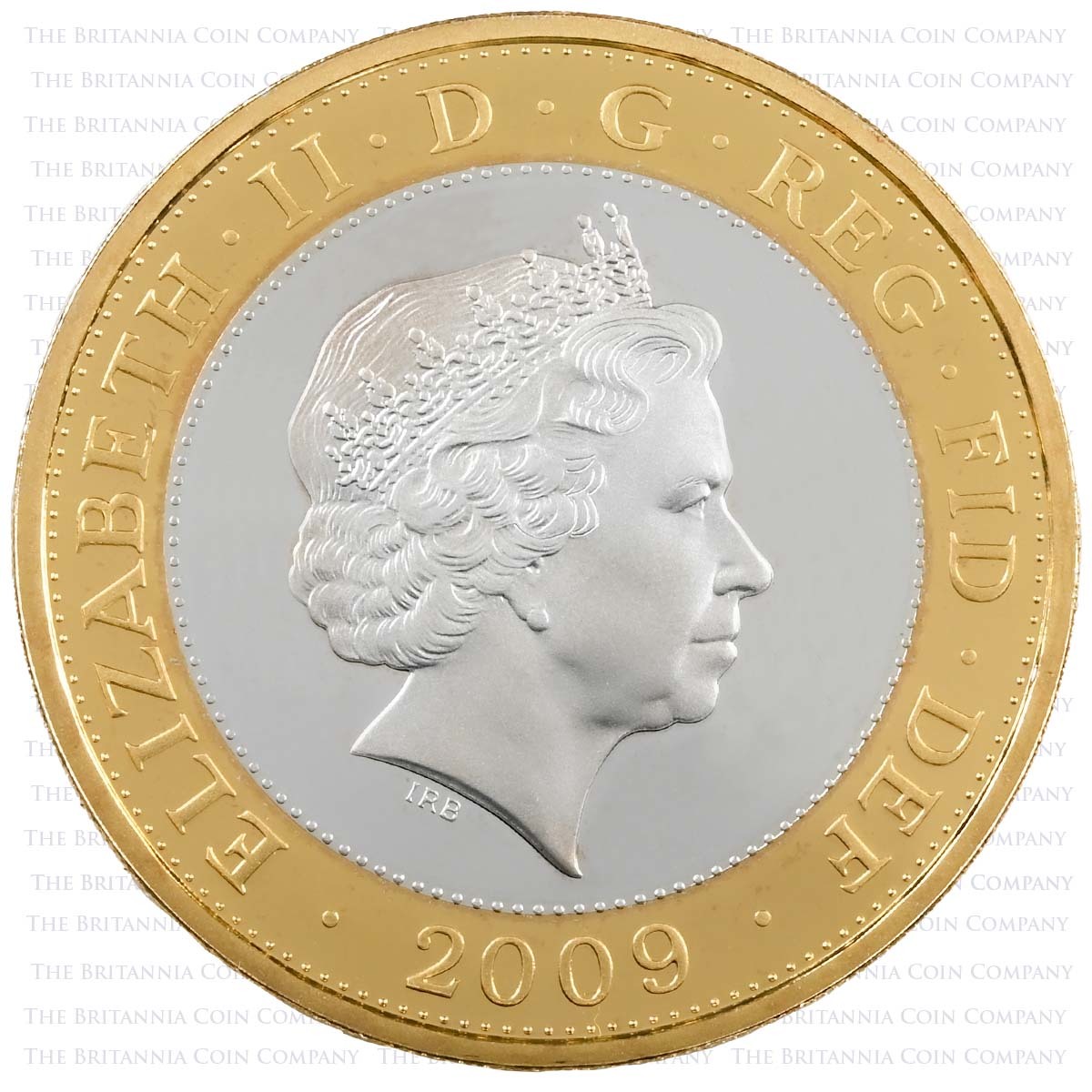 UKREBSP 2009 Robert Burns Two Pound Silver Proof Coin Obverse