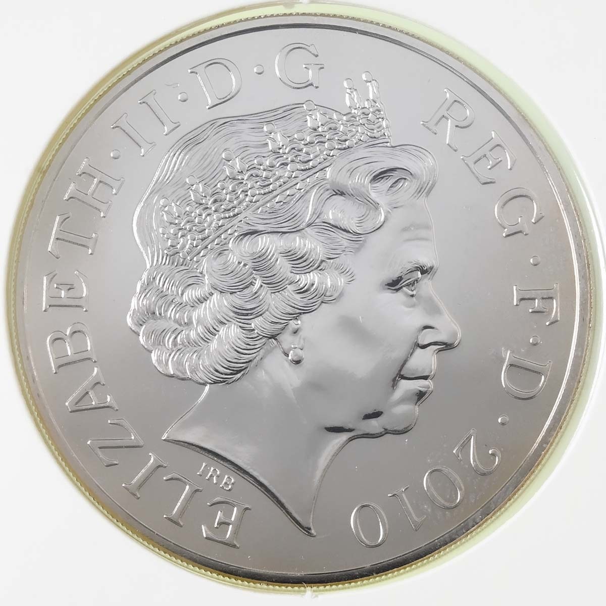 2010 Restoration Of The Monarchy Five Pound Crown Brilliant Uncirculated Coin In Folder Obverse