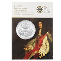 UKRMBUC 2010 Restoration Of The Monarchy Five Pound Brilliant Uncirculated Mint Pack Coin thumbnail