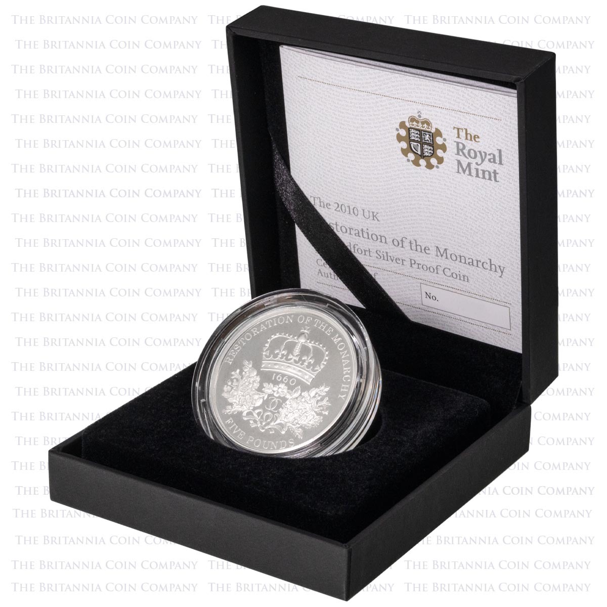 UKRMPF 2010 Restoration Of The Monarchy 1660 Five Pound Crown Piedfort Silver Proof Coin Boxed