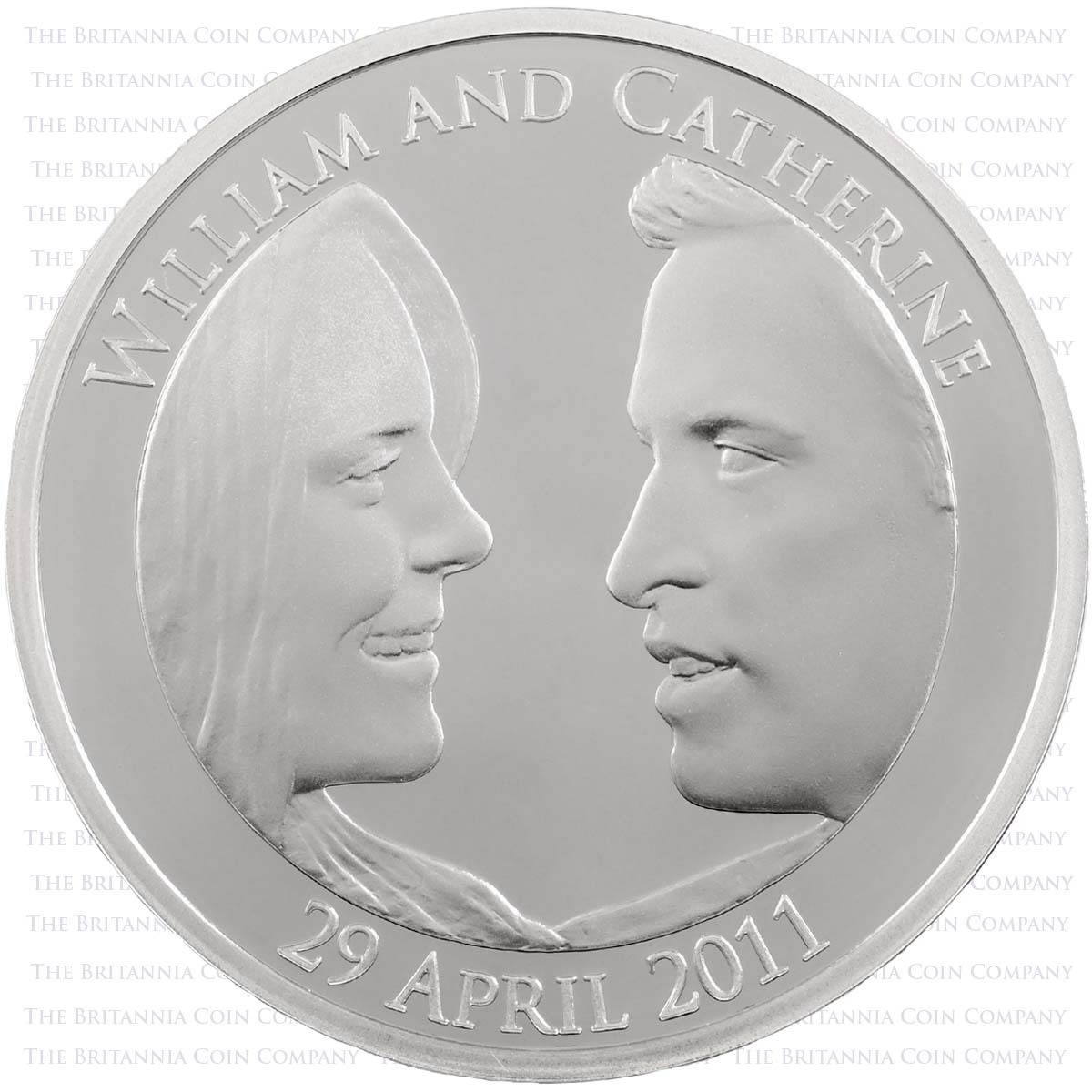 2011 Royal Wedding Prince William Kate Middleton Five Pound Crown Piedfort Silver Proof Coin Reverse