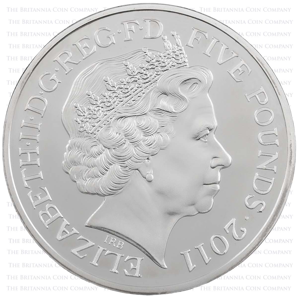 UKRWPF 2011 Royal Wedding Will and Kate £5 Crown Piedfort Silver Proof Obverse