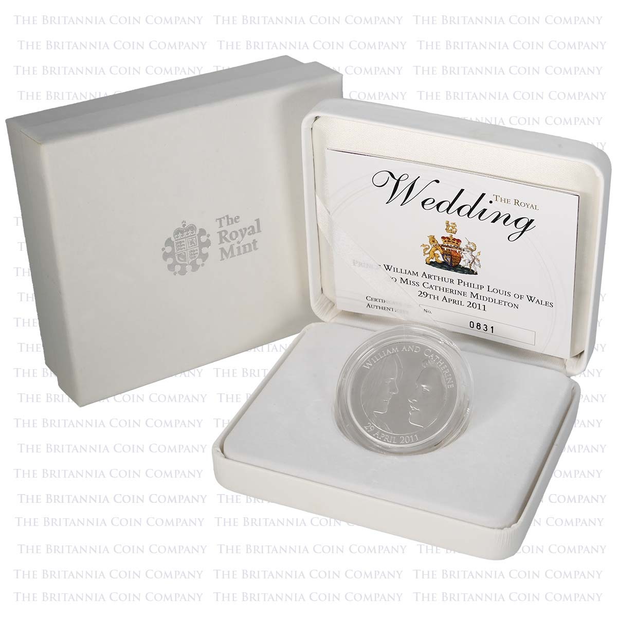 UKRWPF 2011 Royal Wedding Will and Kate £5 Crown Piedfort Silver Proof Boxed