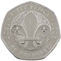 UKSCMPF 2007 Scouts 150th Anniversary 50p Piedfort Silver Proof Thumbnail