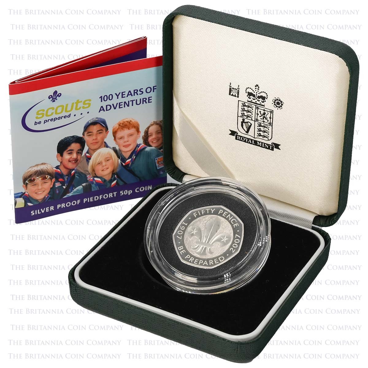 UKSCMPF 2007 Scouts 150th Anniversary 50p Piedfort Silver Proof Boxed