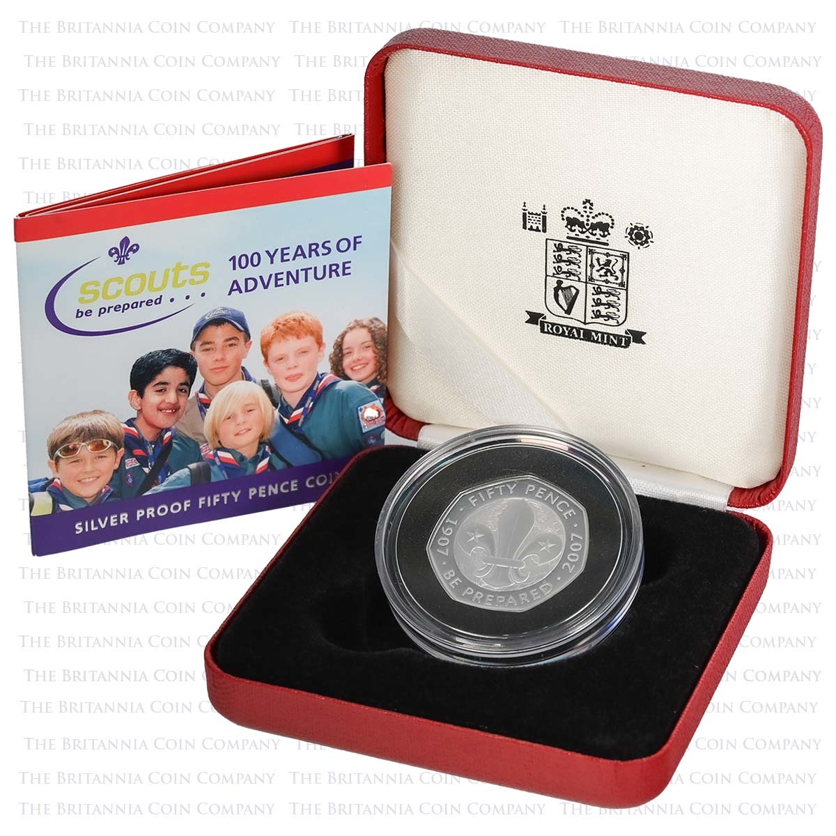 UKSCMSP 2007 Scouts 100th Anniversary 50p Silver Proof Boxed