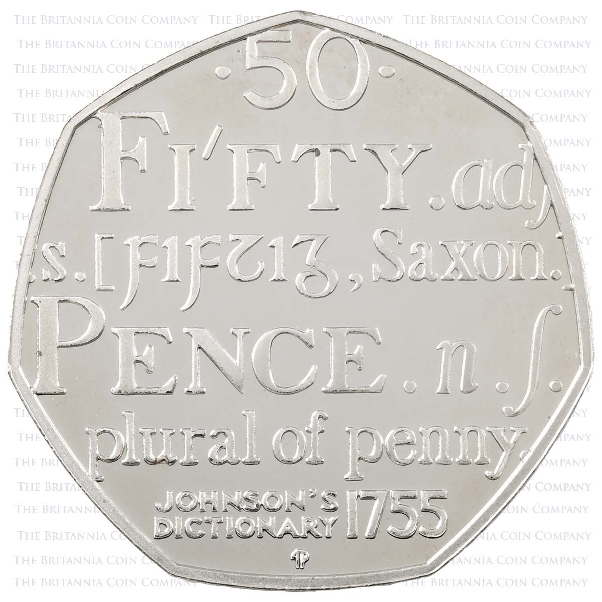 UKSJPF 2005 Samuel Johnson’s Dictionary 50p Piedfort Silver Proof Reverse