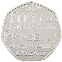 UKSJPF 2005 Samuel Johnson’s Dictionary 50p Piedfort Silver Proof Thumbnail