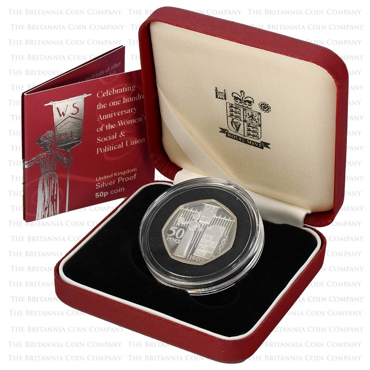 UKWSSP 2003 Suffragettes WSPU 50p Silver Proof Boxed