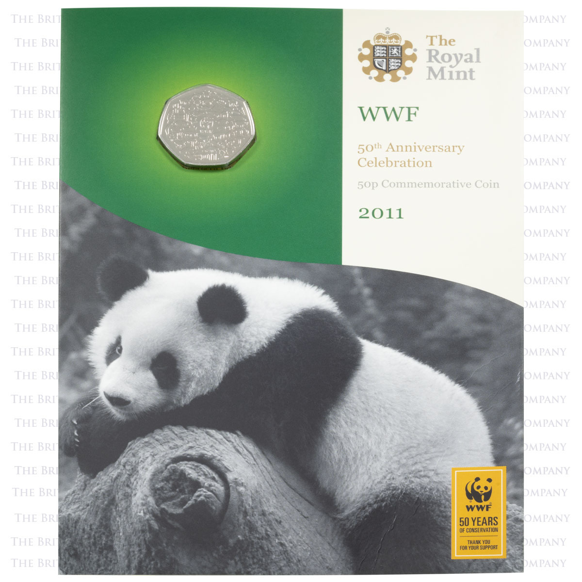 UKWWFBU 2011 World Wildlife Fund Fifty Pence Brilliant Uncirculated Coin In Folder